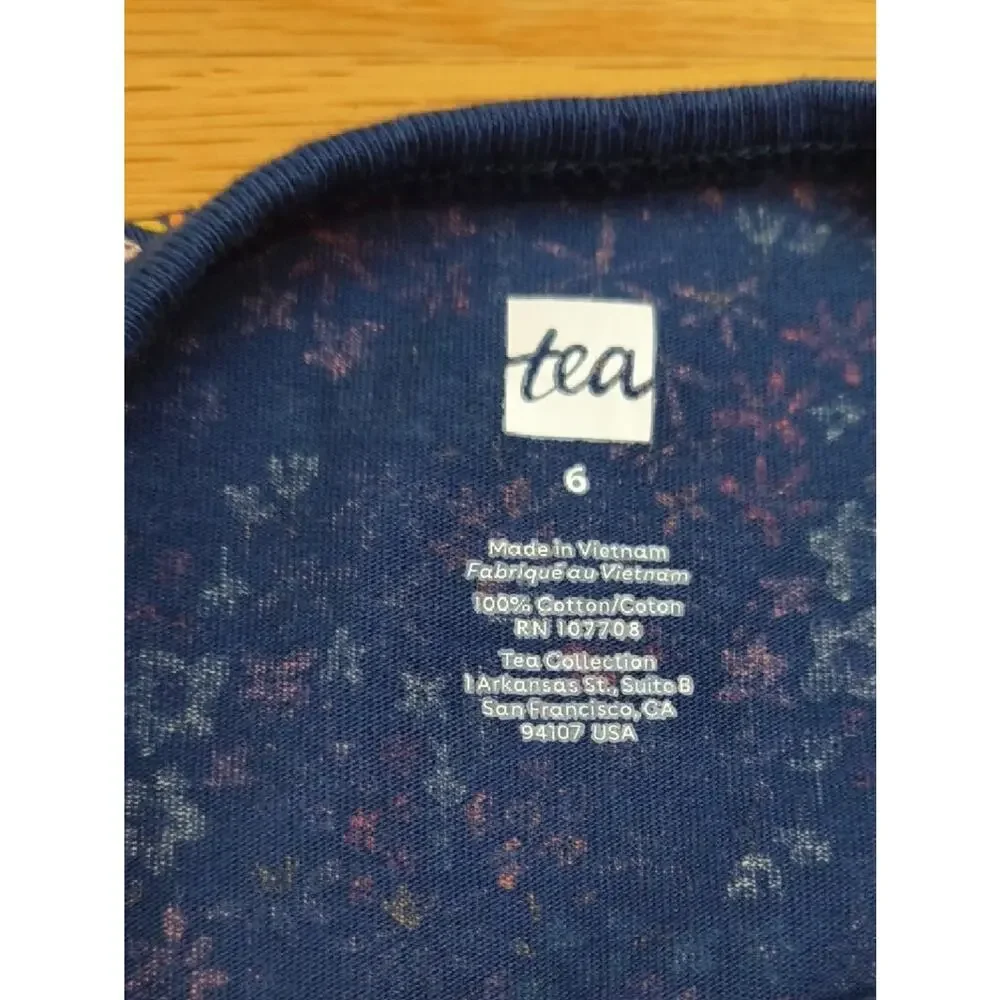 Tea Collection Navy Floral Print Long-Sleeve Dress